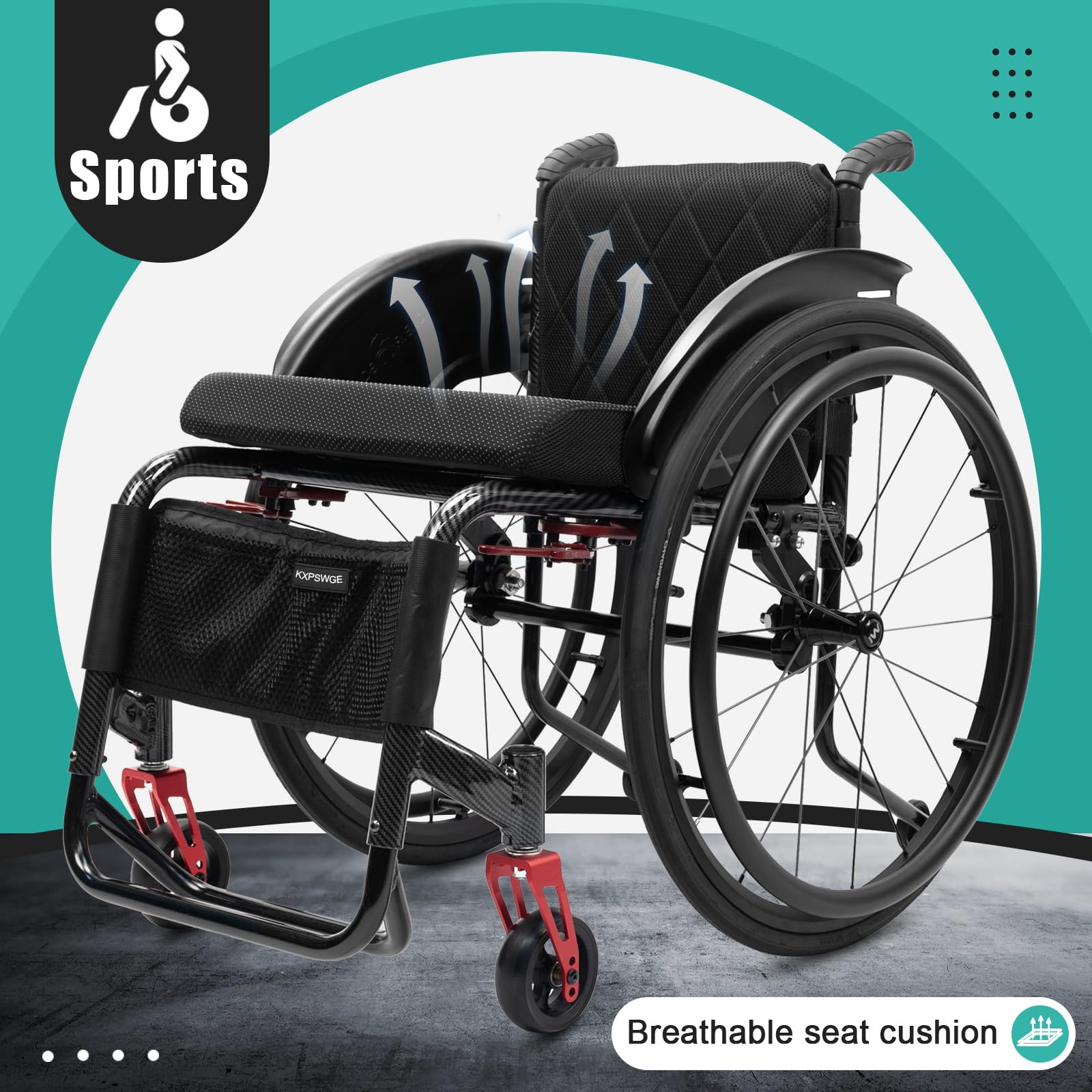 Sportowy i rekreacyjny wózek inwalidzki, ultralekki wózek inwalidzki, aluminiowy wielofunkcyjny ręczny wózek inwalidzki, terenowy wózek inwalidzki z tylnymi kołami szybko zwalnianymi i kołami