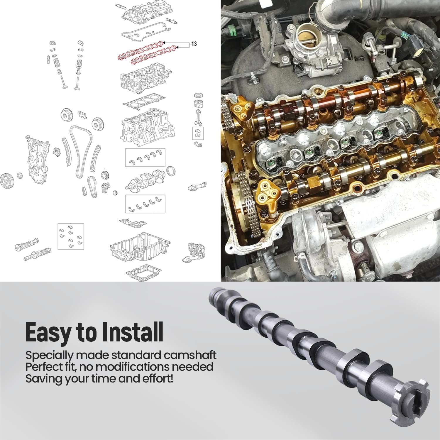 12626901 Engine Exhaust Camshaft Compatible with Buick, Chevy, Cadillac 2013-2022 2.0L Replace 636468, C474, CM05-2404, T4524