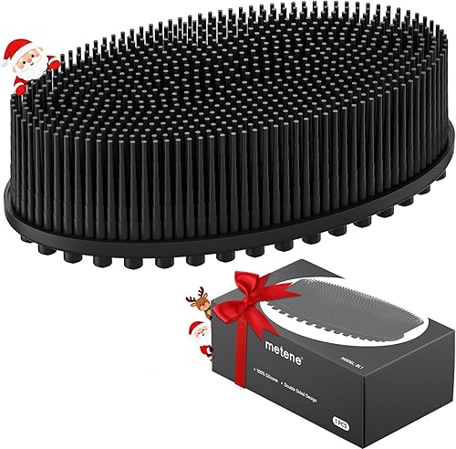 Metene Exfoliante corporal de silicona con bucle, limpiador corporal para hombres y mujeres, esponja de silicona para ducha, suave para ducha y