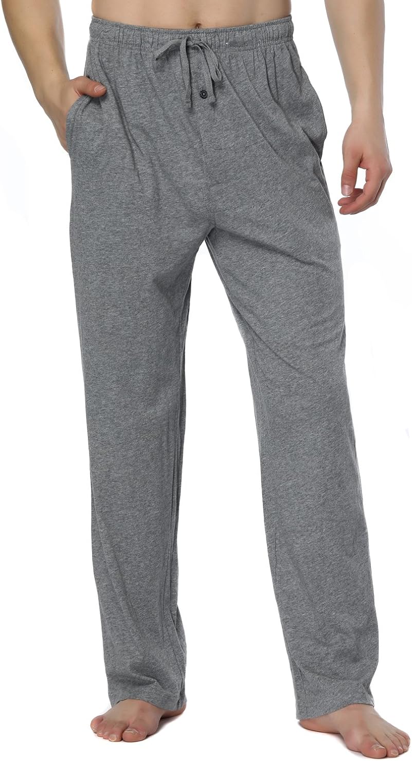 RENZER Men's Sleep Pajama Pants 100% Knit Cotton Sleep Long Lounge Pants
