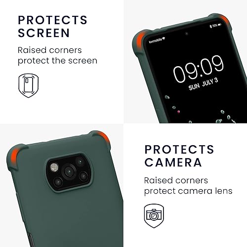 Miniatura 3 de kwmobile Funda cruzada compatible con Xiaomi Poco X3 NFCPoco X3 Pro - Funda de silicona TPU con correa - Verde musgo