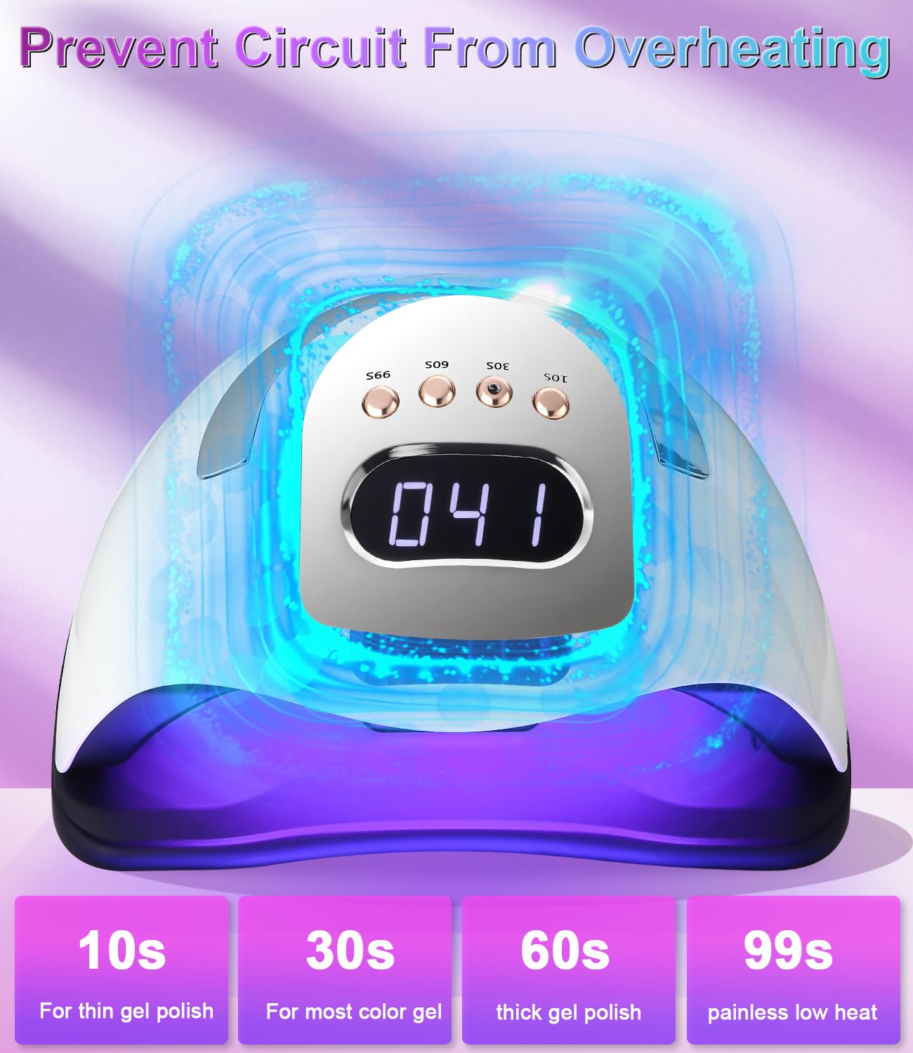 Lampa UV LED do paznokci 380W, profesjonalna automatyczna suszarka, szybkoschnąca, 81 lampa LED, duży ekran LCD, 4 timery 10s/30s/60s/99s