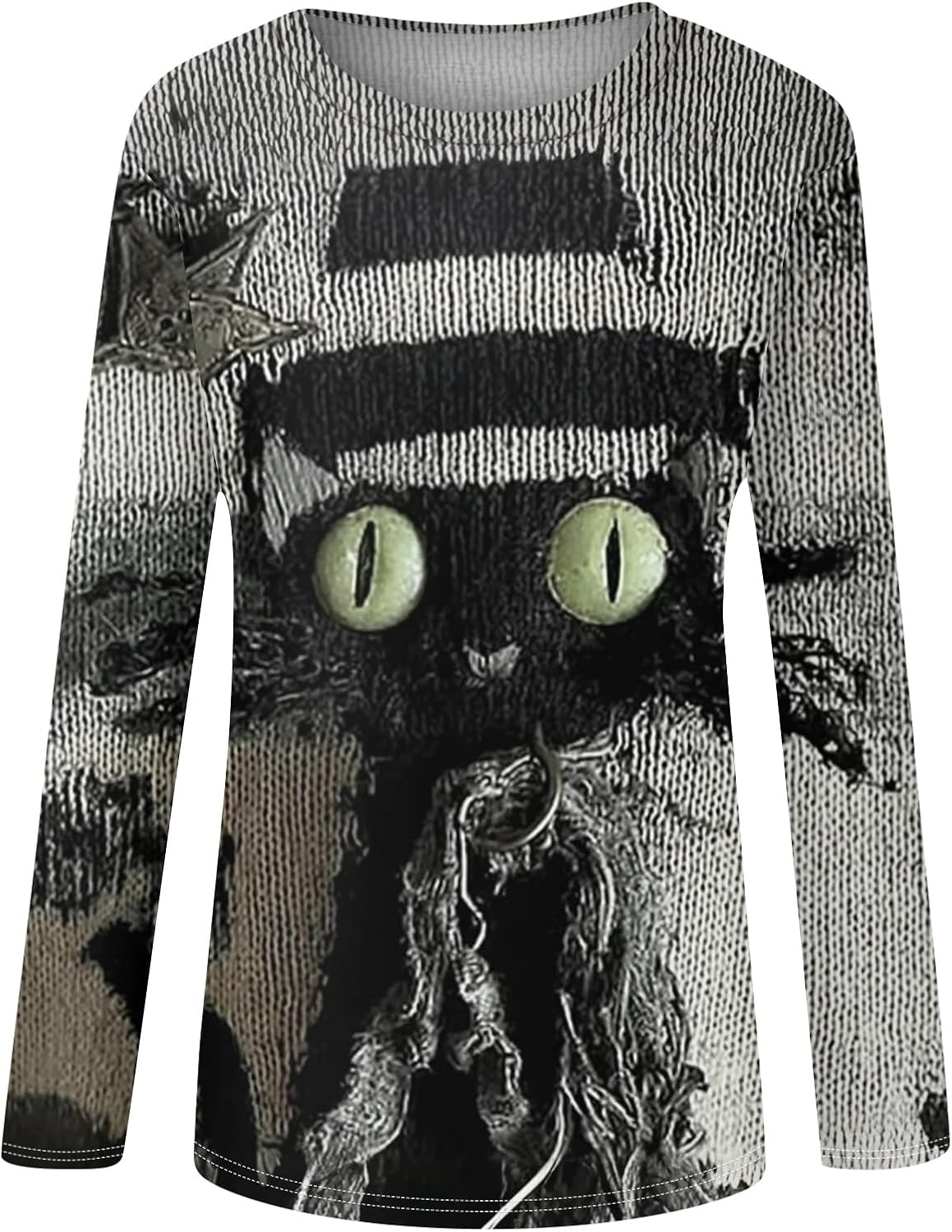 Women's Long Sleeve Crew Neck Halloween Fall Cat Graphic Shirts | Womens Spring Blouses And Tops Casual, Graphic Tshirts Shirts for Women, Womens' Graphic Tees, Clothes For