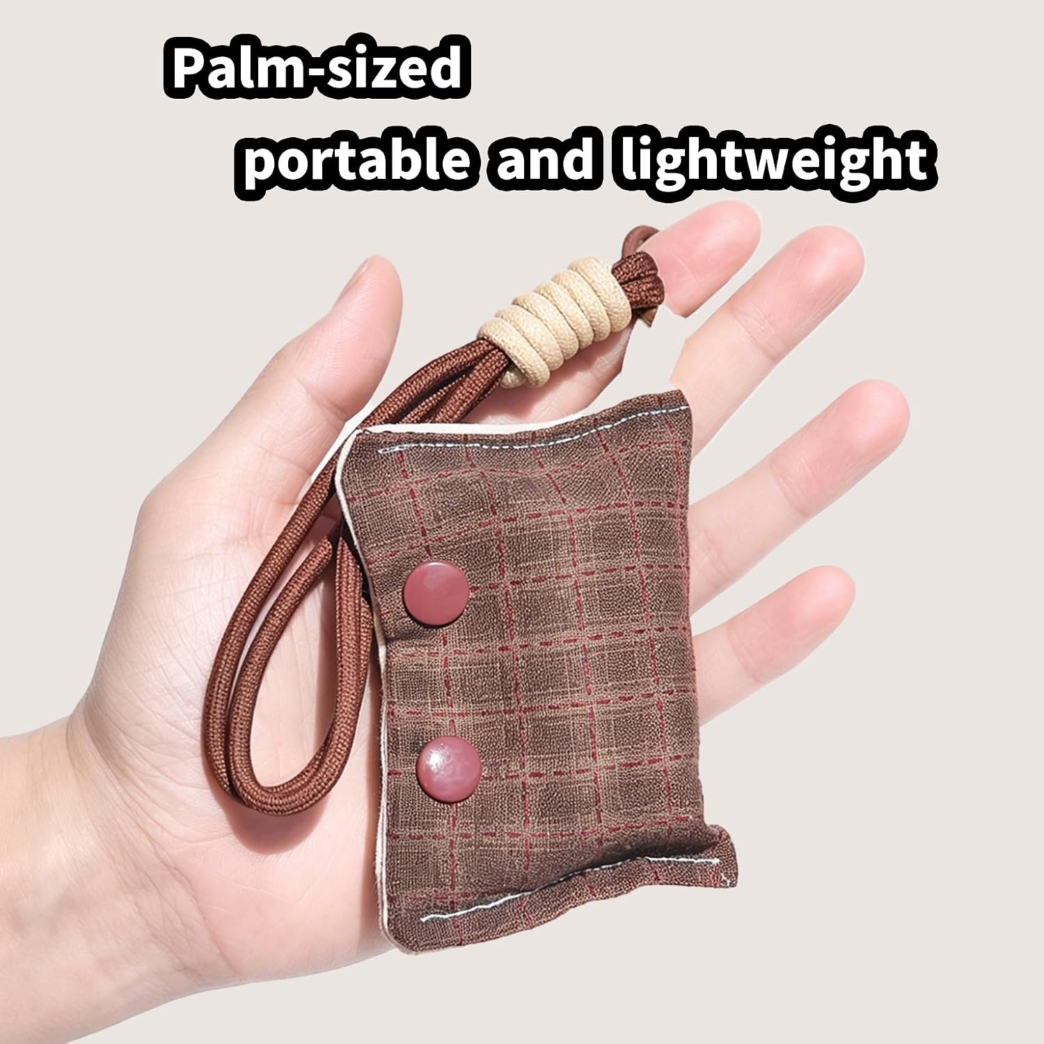 Refillable Dog Poop Bag Dispenser, Universal Lightweight Pet Waste Bag Holder, Clip On Dog Leash, Machine Washable for Outdoor Walking, with 2 Rolls (30 Waste Bags in Total,Brown) image 5
