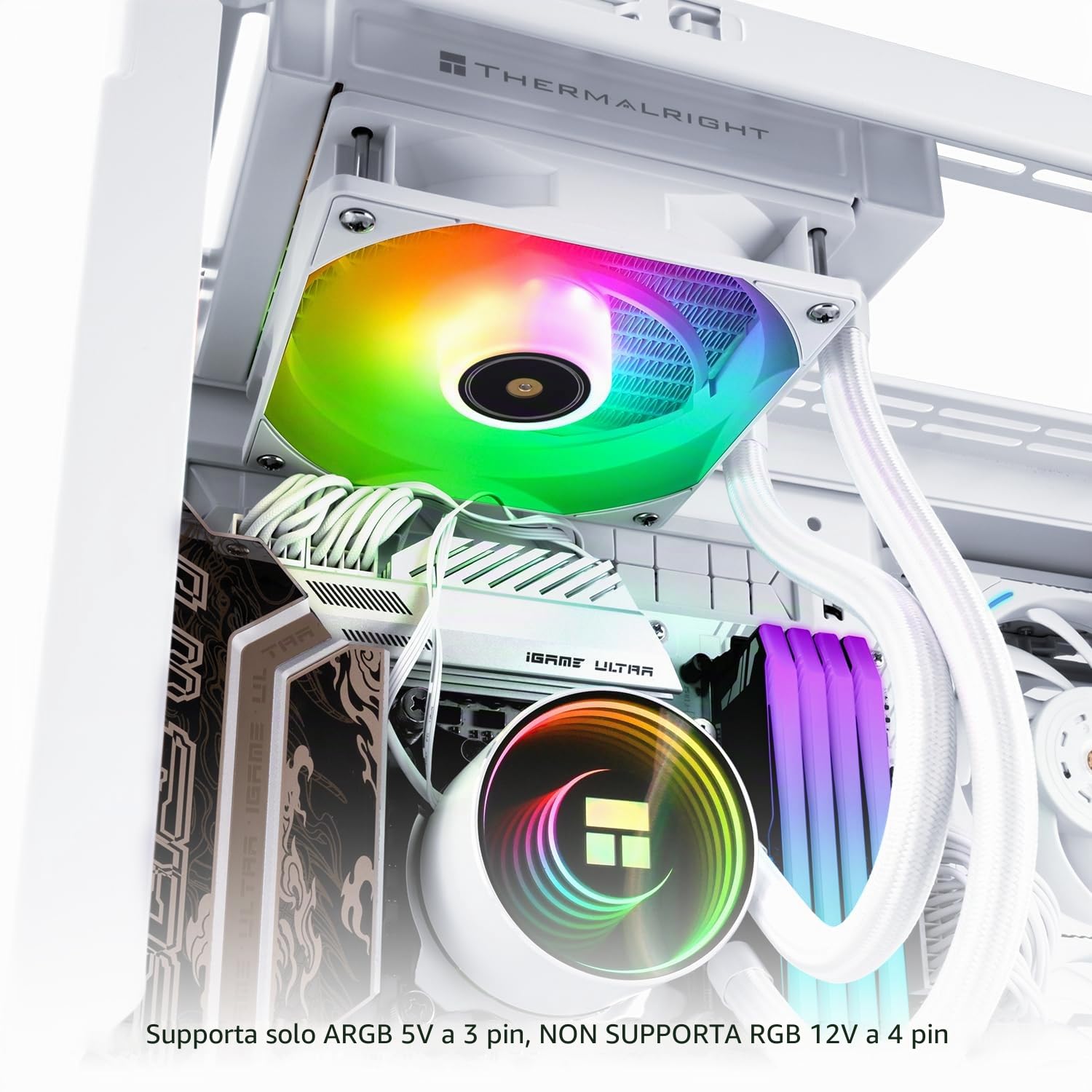 Thermalright Frozen Notte 120 ARGB White Liquid CPU Cooler 120 mm PWM Ventola con velocità ARGB-Up 2000RPM, per AMD/AM4/AM5, Intel LGA1150/1151/1200/1700/1851, bianco