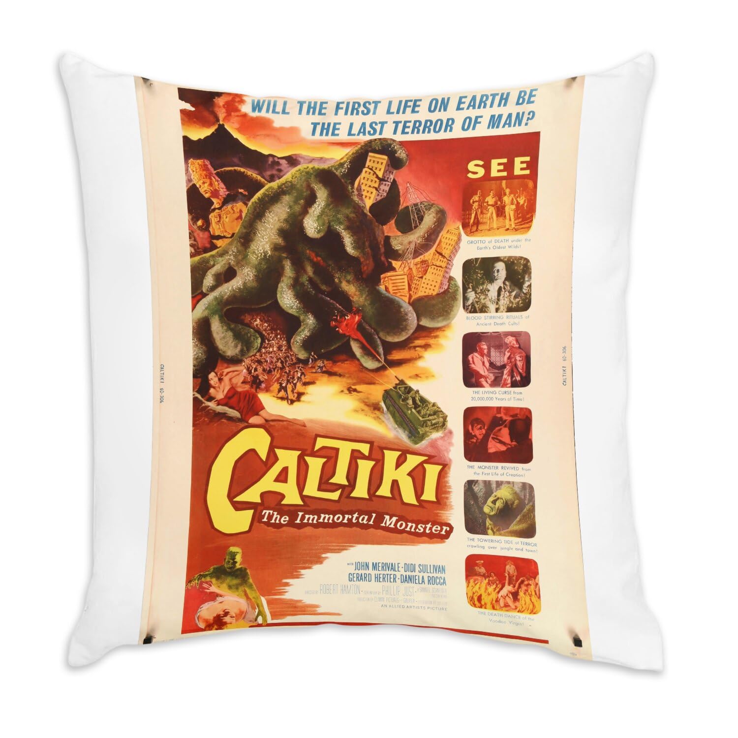 Coussin en velours Caltiki souvenir de cinéma pour une ambiance chaleureuse