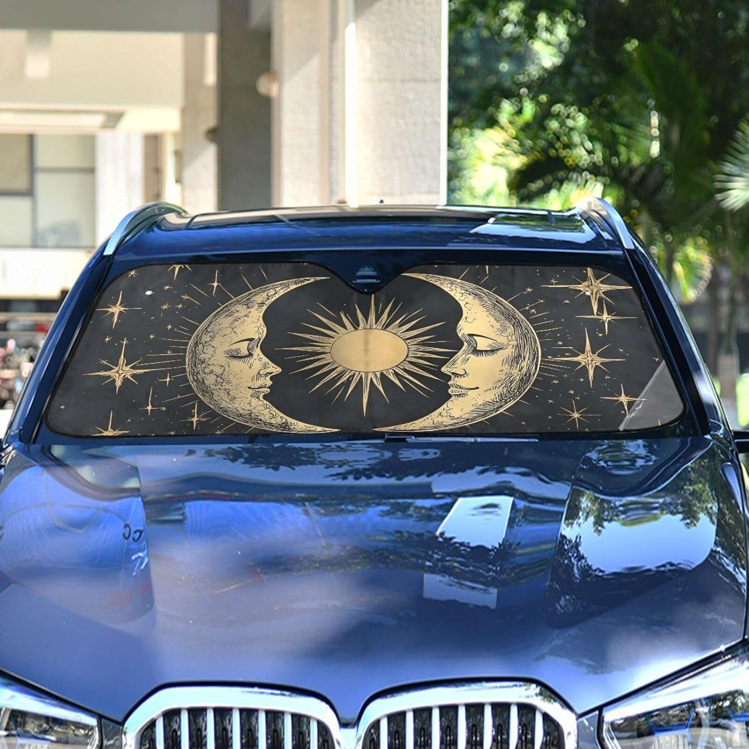 Moon Star Myth Car Windshield Sunshade Foldable Sun Shade for SUV Sedans Truck Cute Funny Reflective Windshield Cover Keep Vehicle Cool S