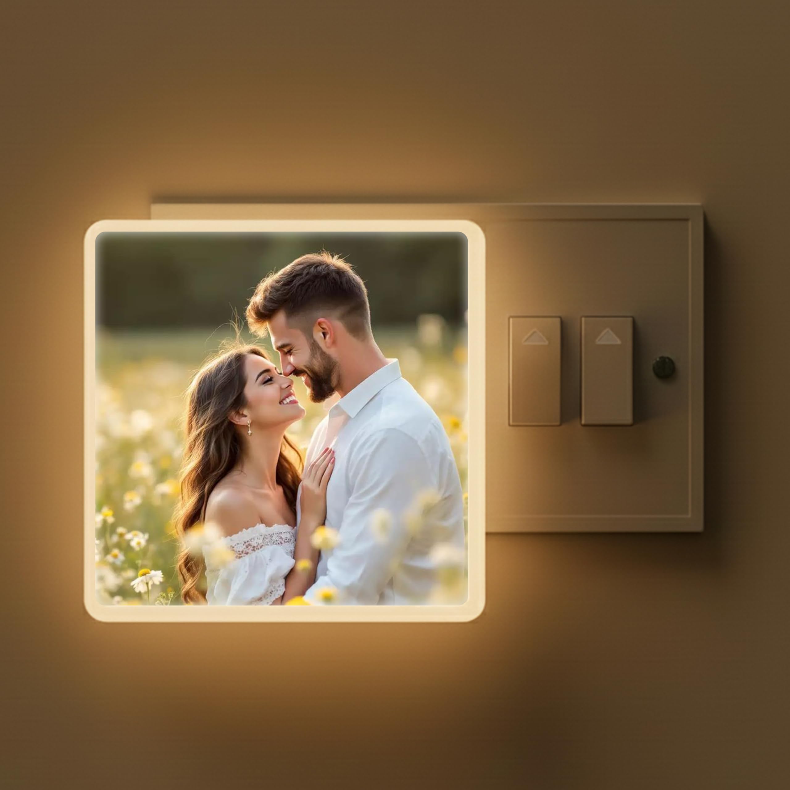 Personalized Couple Night LED Lamp | Customized Photo LED Plug Lamp | Custom Gifting for Birthday, Anniversary, Couple & Home Decor | Plastic Night Light (4 x 4 Inch)-image-20