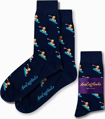 AUSCUFFLINKS Snow Boarder Socks For Him | Snowboard Fun Socks Gift for Her | Snowing Happy Gift Socks Quirky Novelty Present for Dad | Socks for Mum Snowboarder
