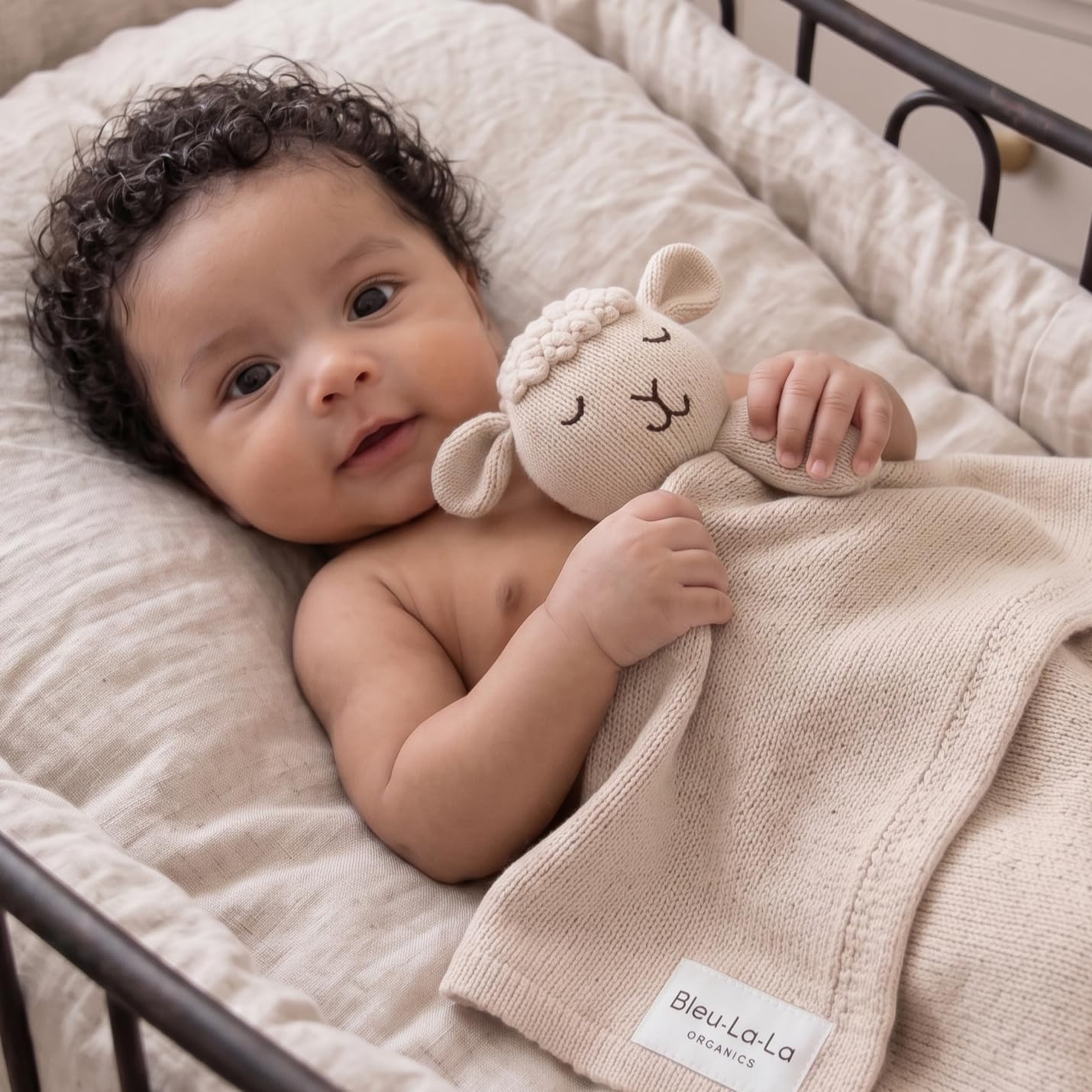 Blanket Lovey 100% Cotton Baby Blanket with Comfort Lovey, Soft Security Blanket for Newborns & Toddlers (Sheep - Oatmeal) image 2