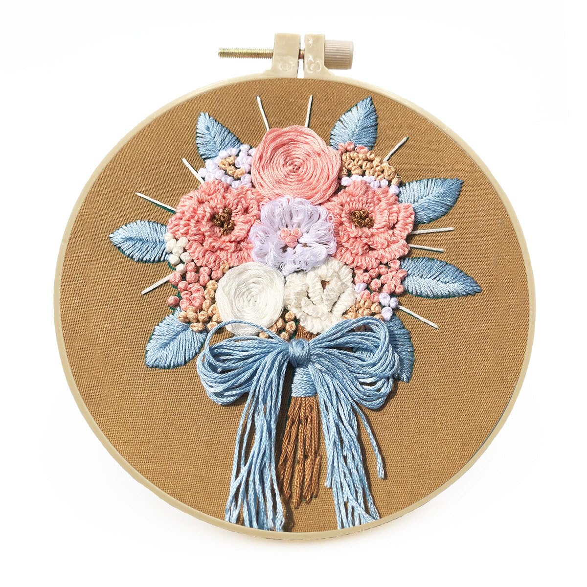 ABEUTY Kreuzstich-Set Für Anfänger – Bunte Blumen, 14 CT, Mit Oder Ohne Aufdruck, Inkl. Garn, Nadel & Anleitung