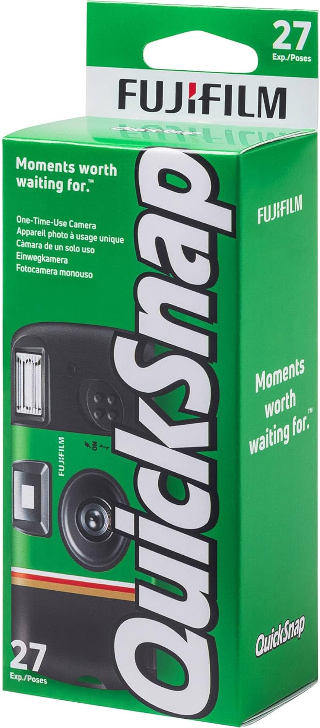 FUJIFILM QuickSnap Flash 400 One-Time-Use Disposable Camera (27 Exposures) – 2 Pack with Built-in Flash & 2 Hand Straps – ISO 400 Film for Day or Night Shooting