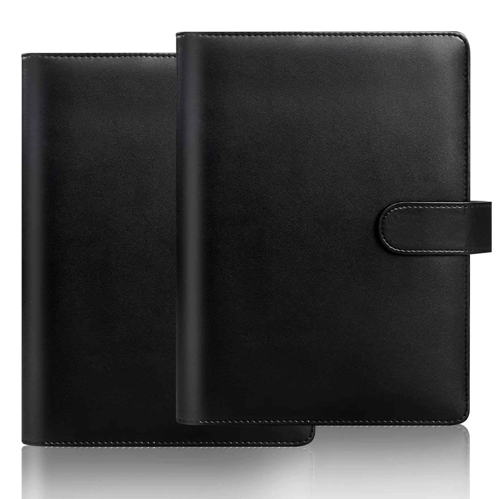 IETWATE A5 Ring Binder Notebook 6 Ring Leather Cover Refillable Notebook with Dividers Folder A5 Binder Black Notepad with Magnetic Closure Notepad and Meeting Note Book Travel Writing