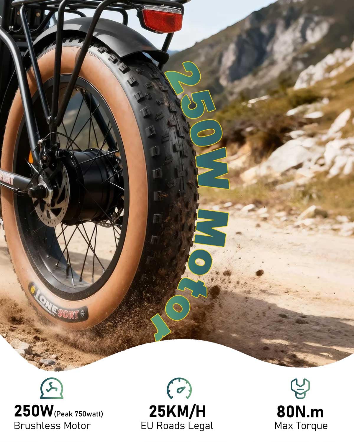 HANEVEAR Vélo Électrique Homme, 20"x4.0" Fat Tire VTT Électrique Adulte, 18Ah 48V E-Bike Batterie Amovible, Moteur De 250W & 80N.m, Autonomie 80-120KM, Vélo Électrique Adulte