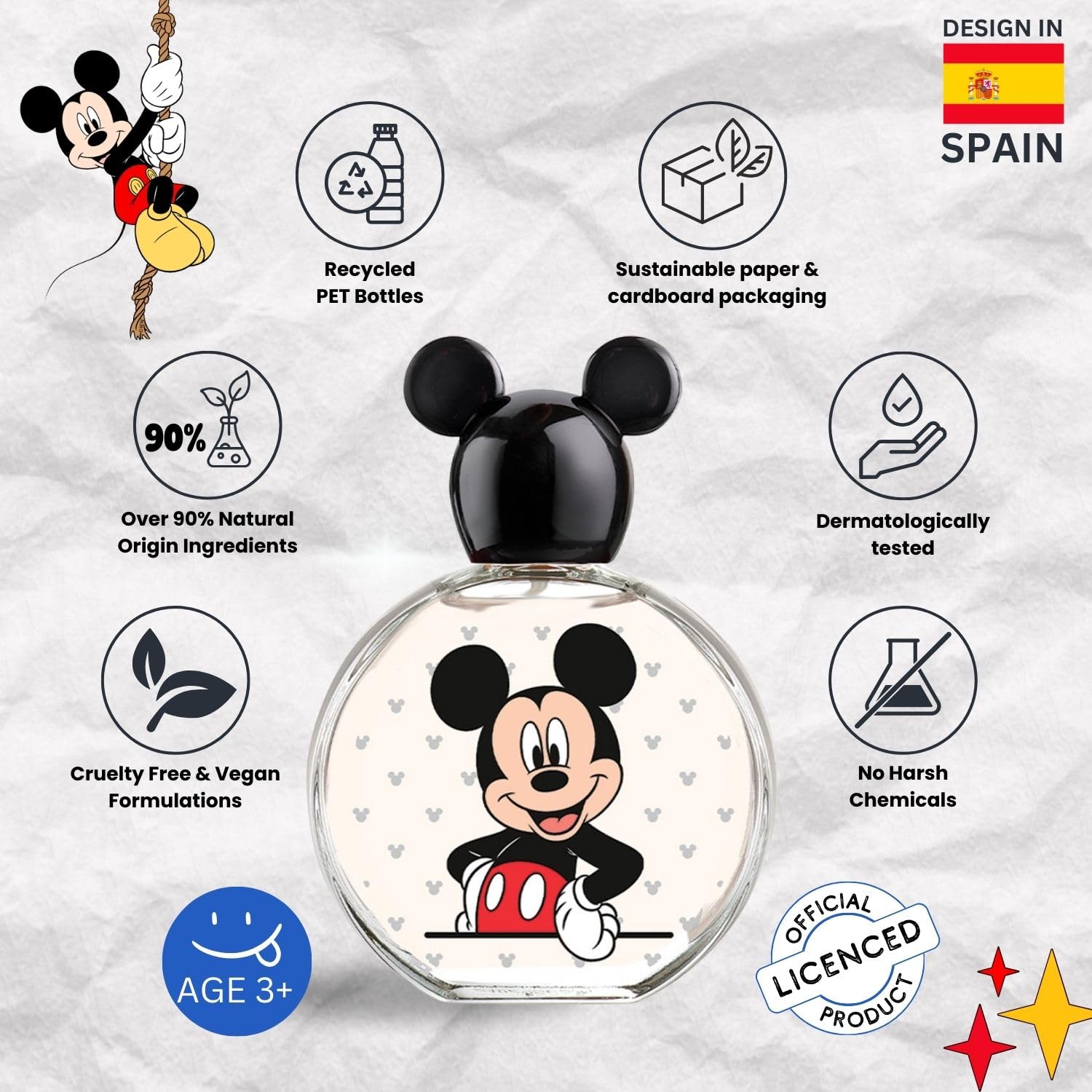 Mickey Mouse, Disney, Fragrance, for Kids, Eau de Toilette, EDT, 3.4oz, 100ml, Cologne, Spray, Made in Spain, by Air Val International - Image 2