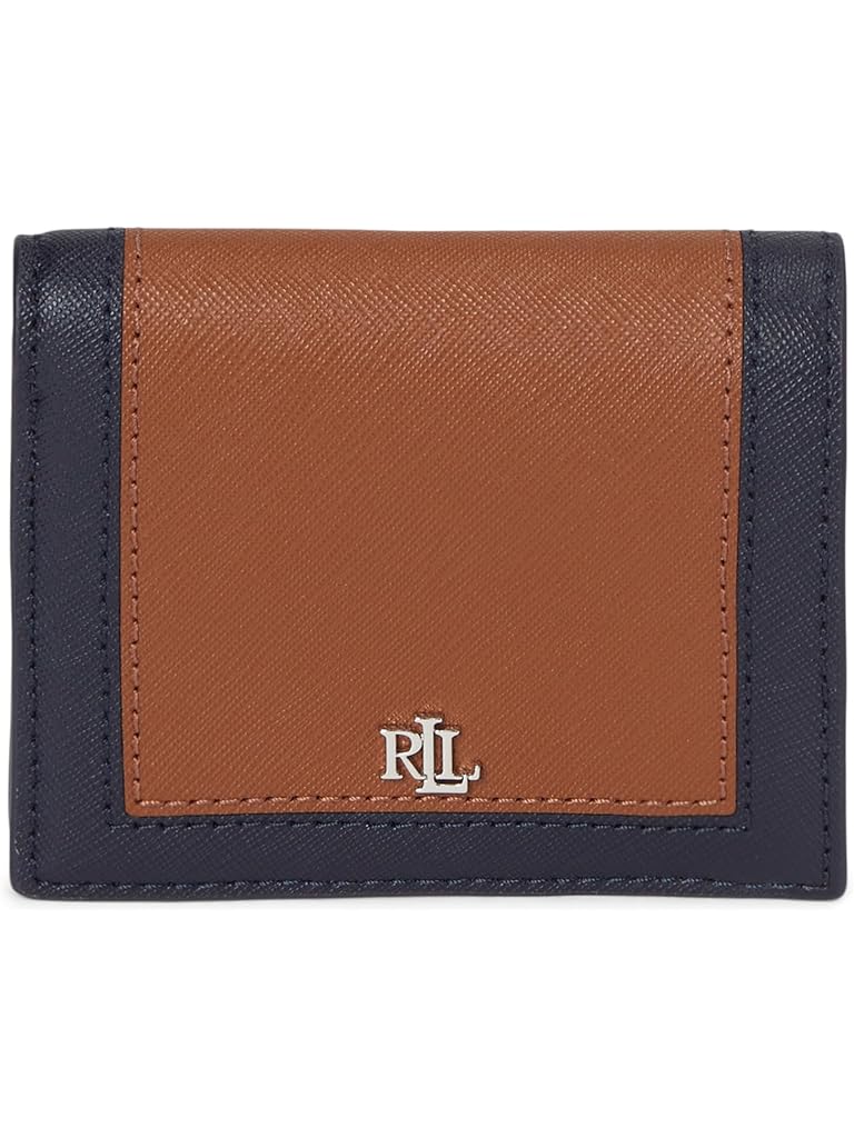 Navy Lauren Ralph Lauren Color-Blocked Leather Compact Wallet