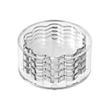 Scalloped Acrylic Drink Coaster Set 4‑Pack with Circular Holder – Clear Transparent Minimalist Coasters, Non‑Slip Table Protector, Modern Housewarming Gift