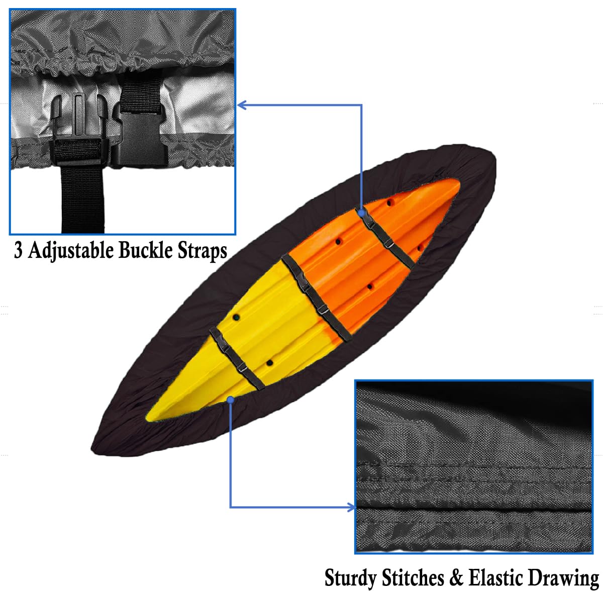 Housse Imperméable De 2,4 à 5,5 M Pour Kayak, Canoë, Protection Contre Les UV, Protection Solaire Pour Bateau De Pêche/kayak/canoë, 7 Tailles [couleur Au Choix] (gris, Mise à Niveau), Convient Pour