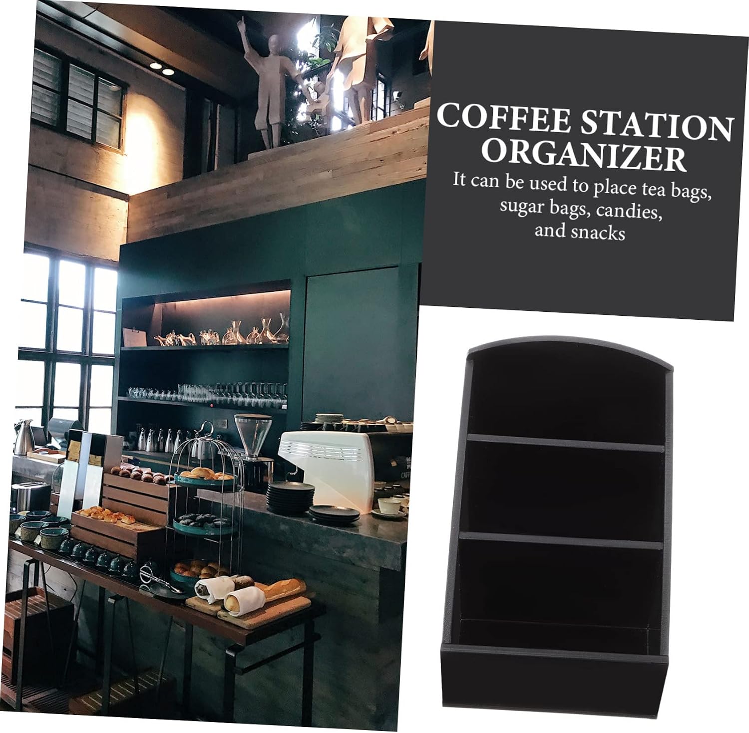 2Pcs Coffee Station Organizer Lid Acrylic Sugar Bag Holder and Tea Bag Organizer for Countertop Storage Design for Home and Office Use