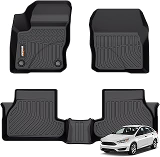 Binmotor-Floor Mats for Ford Focus 2012-2018 (S, SE, ST, SEL, Titanium), 1st & 2nd Row, TPE All Weather Car Mats Liners for Ford Focus Accessories