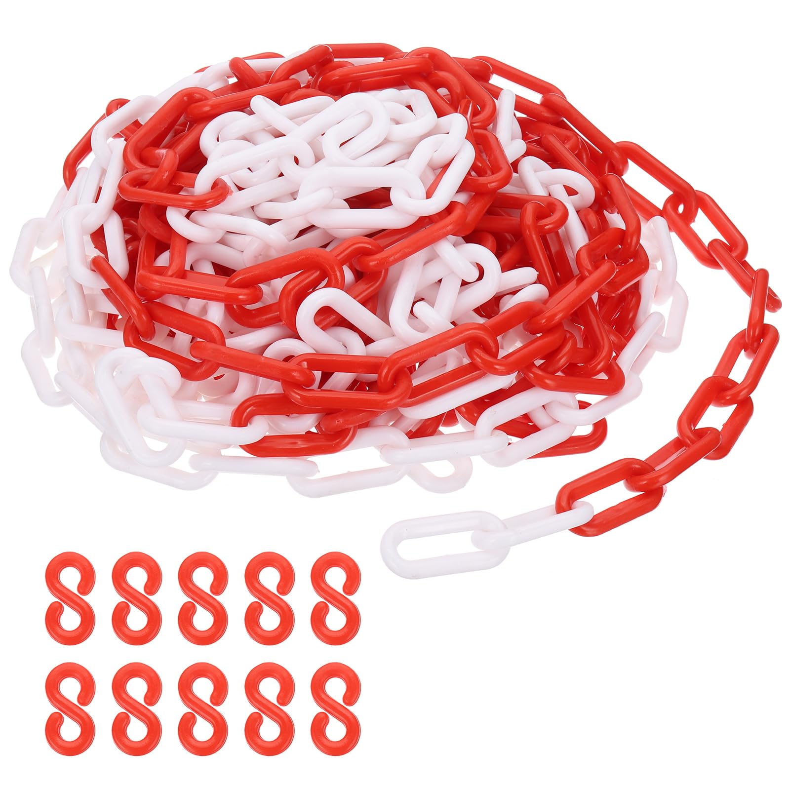 PATIKIL Chaîne en plastique rouge/blanc 39 pieds 8mm Chaîne de sécurité