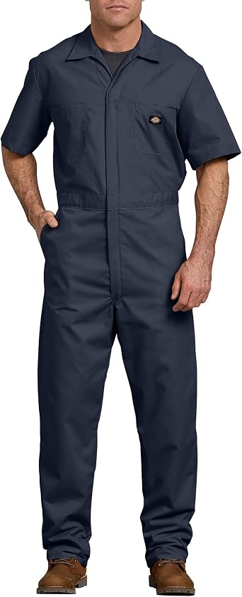 Dickies Mens Short Sleeve Coverall, Dark Navy, Medium Regular