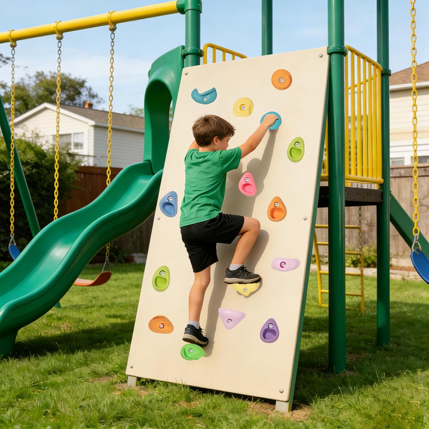 45 PCS Rock Climbing Holds for Kids,Rock Climbing Wall Grips Climbing Rocks Wall Kit for Indoor and Outdoor Playground Play Set with Hardware（Pastel Color）