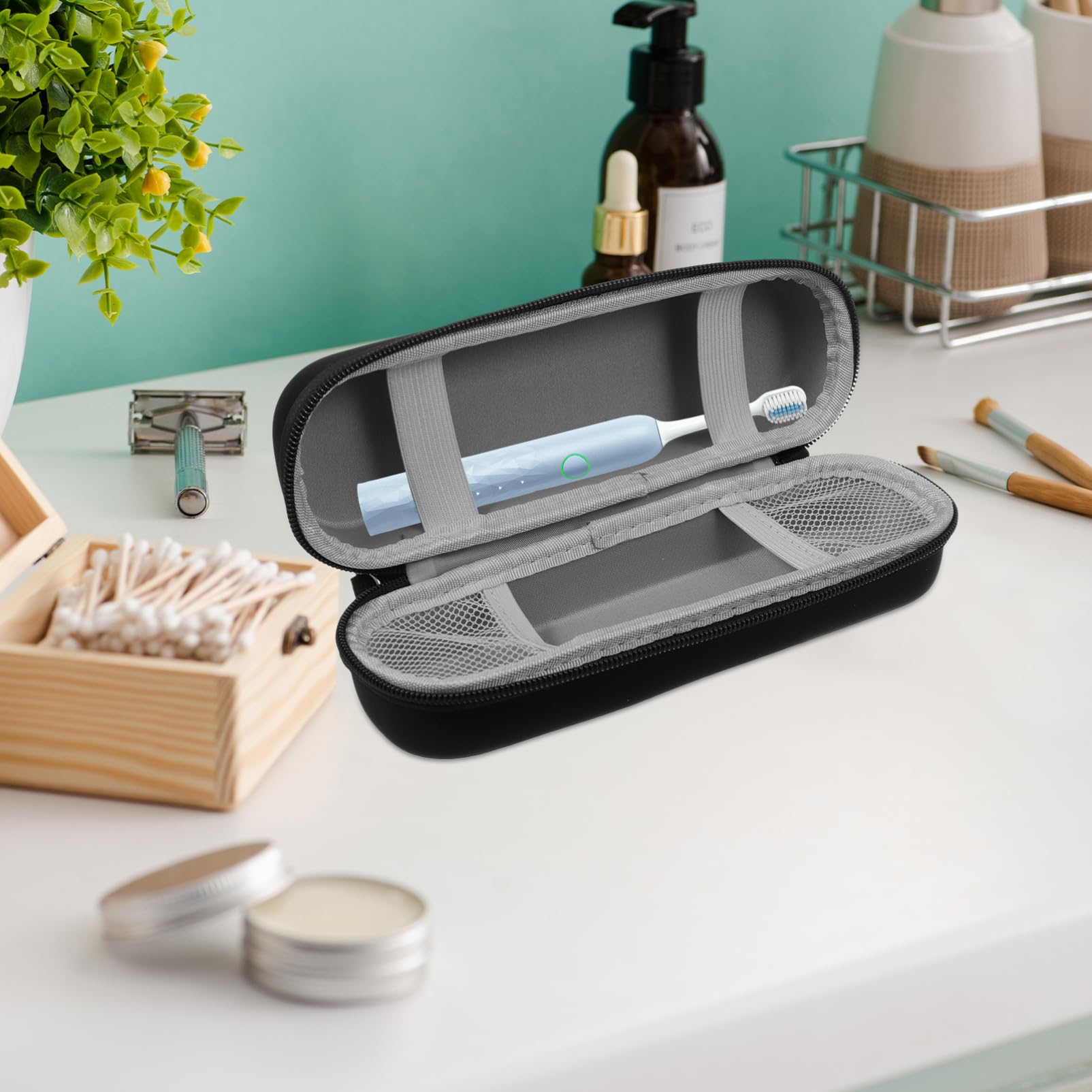 FRCOLOR 5 Piezas Estuche de Cepillo de Dientes Eléctrico y Portátil Bolsa de Almacenamiento para Cepillos de Dientes para y Protección de Color Negro
