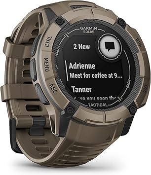 Garmin Instinct 2X Solar - Tactical Edition, Rugged GPS Smartwatch, Built-in Flashlight, Ballistics Calculator, Solar Charging Capability, Coyote Tan
