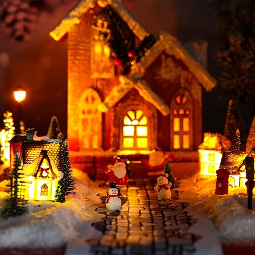 Miniatura 5 de Kosiz Village Street Mat de 5 x 50 pulgadas, accesorios de pueblo de Navidad, decoración de carretera en miniatura para exteriores, interiores,