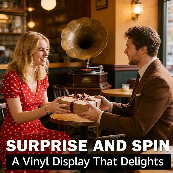 Now Playing Vinyl Stand, Pine Plywood, Spiral Groove for LPs and CDs