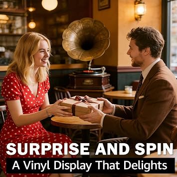 Now Playing Vinyl Stand, Pine Plywood, Spiral Groove for LPs and CDs