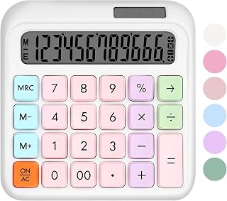 Mechanical Switch Calculator, Desktop Calculator, White Calculators Big Buttons, 12-Digits Large LCD Display, Solar & Battery Dual Power, Desk Calculators for Office Home School Basic Business