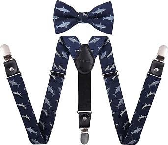 Alizeal Boys Novelty Pre-tied Bow Tie and Adjustable Funny Clips Suspender Set for Easter Party and Family Gathering