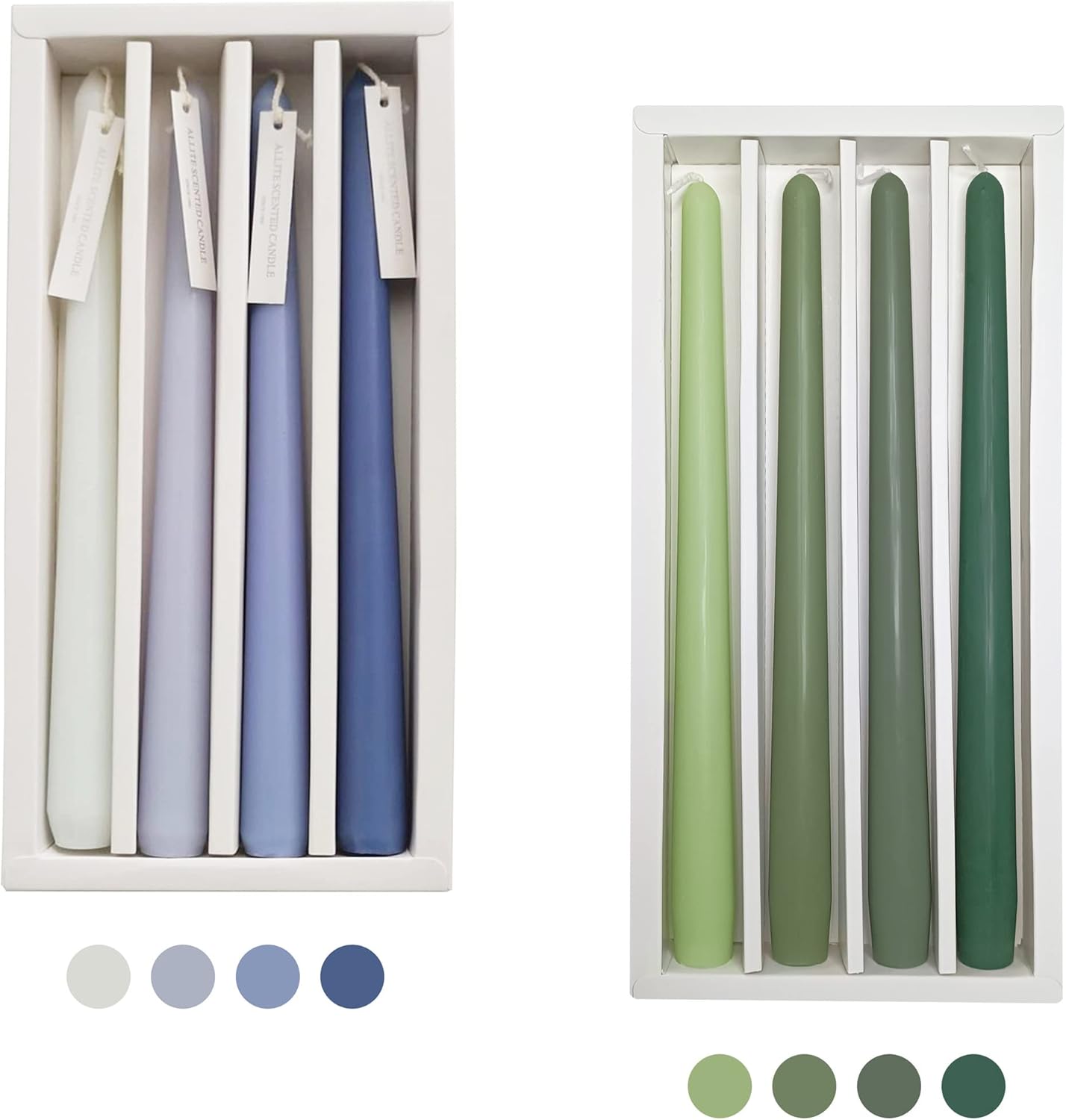 8pcs Green Scented Taper Candles Blue candlesticks for Home