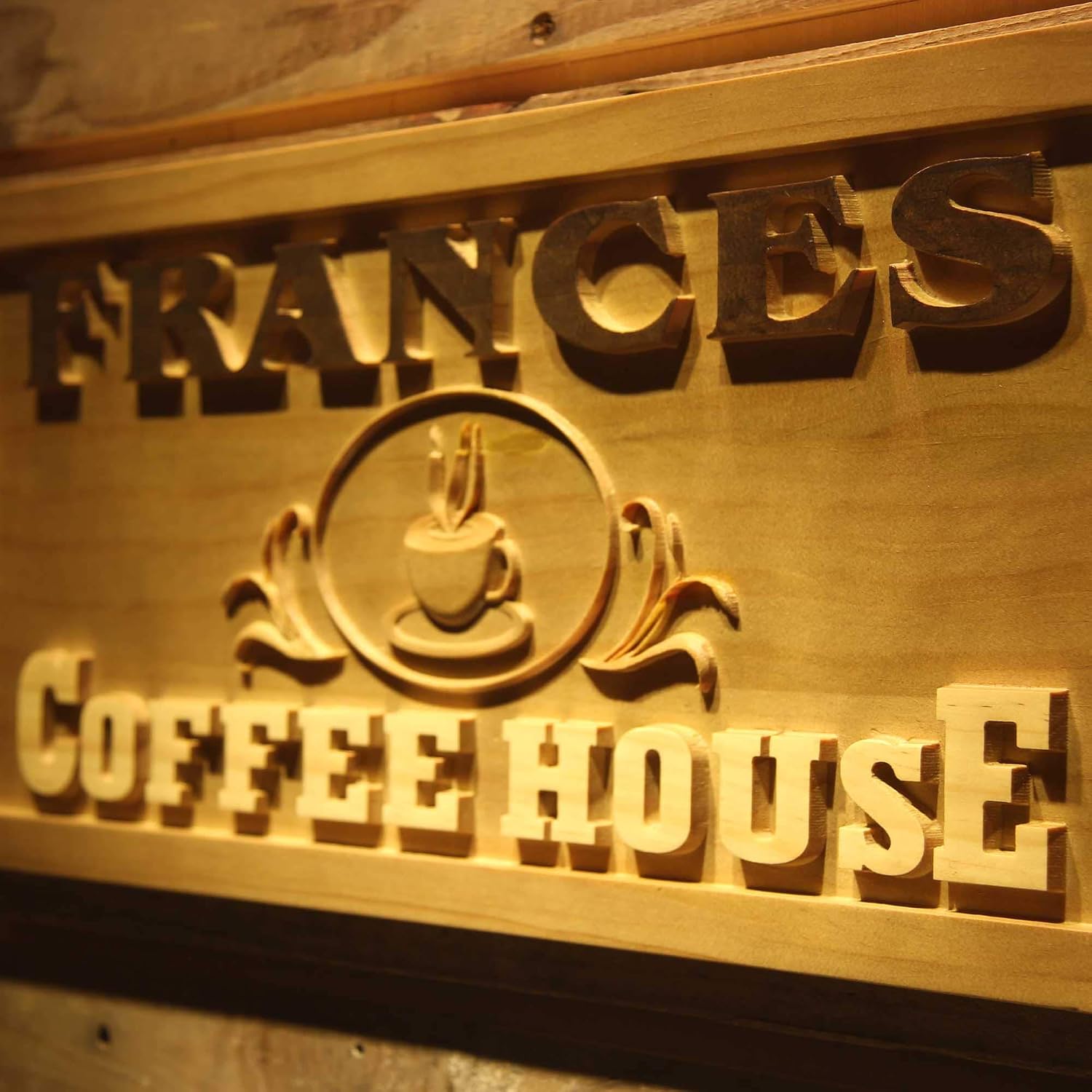 ADVPRO wpa0173 Name Personalized COFFEE HOUSE Cup Decoration Wood Engraved Wooden Sign - Standard 23 x 9.25