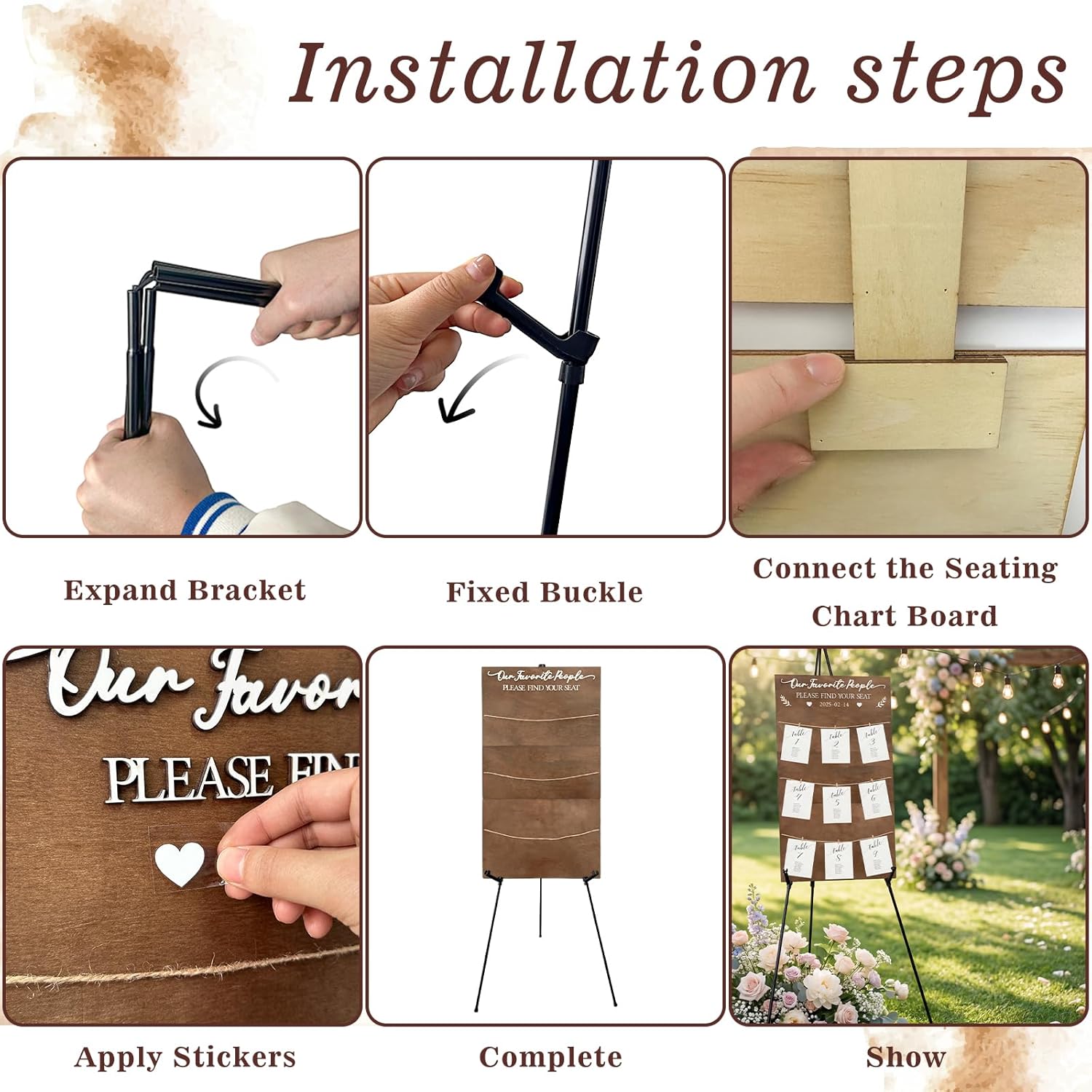 OurWarm Seating Chart for Wedding Reception Display, 29.5x16.5 Inch Rustic Wedding Seating Chart Board with Display Stand, Please Find Your Seat Sign for Baby Shower Wedding Reception Decorations