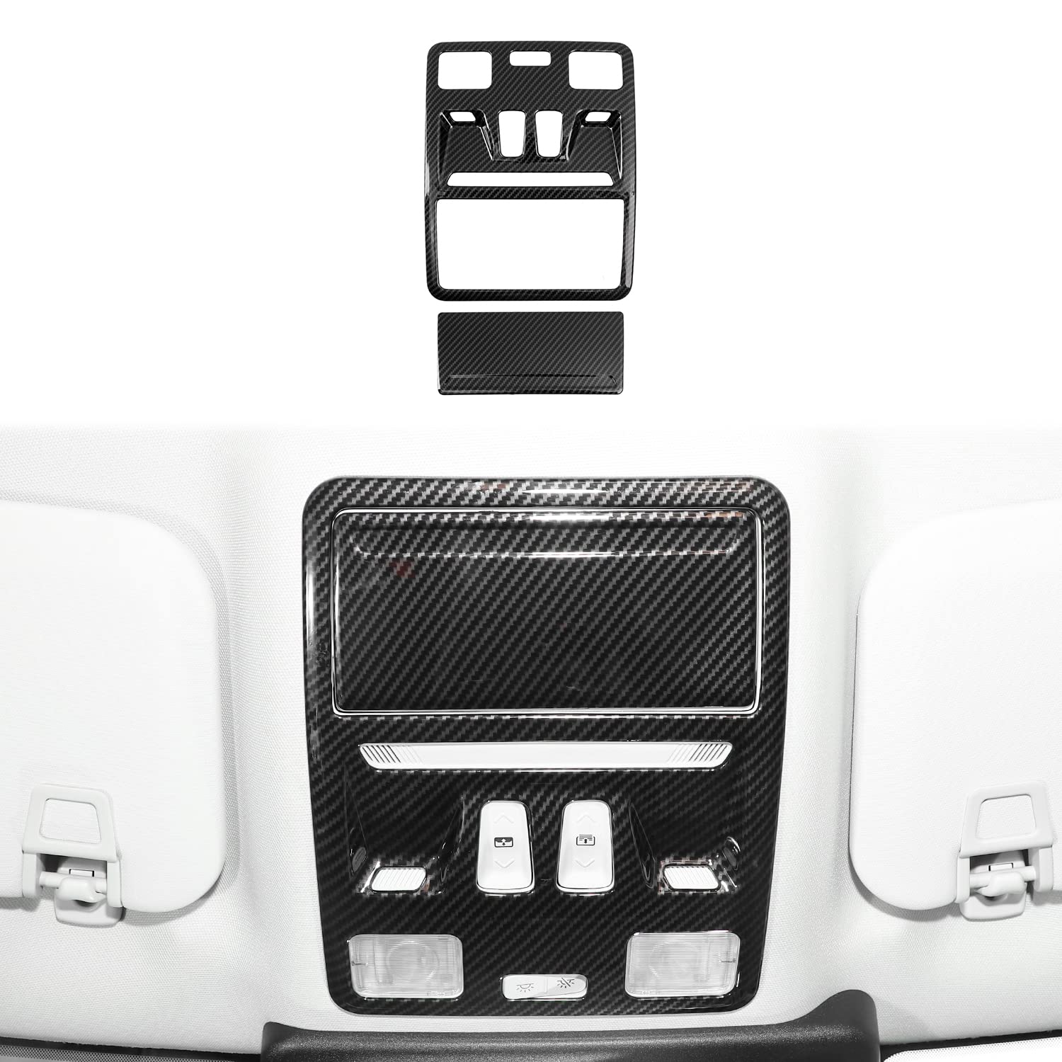 Front Reading Light Lamp Trim Panel Cover Compatible with Bronco Sport 2021-2024+, Roof Top Reading Light Lamp Cover Trim (Carbon Fiber)