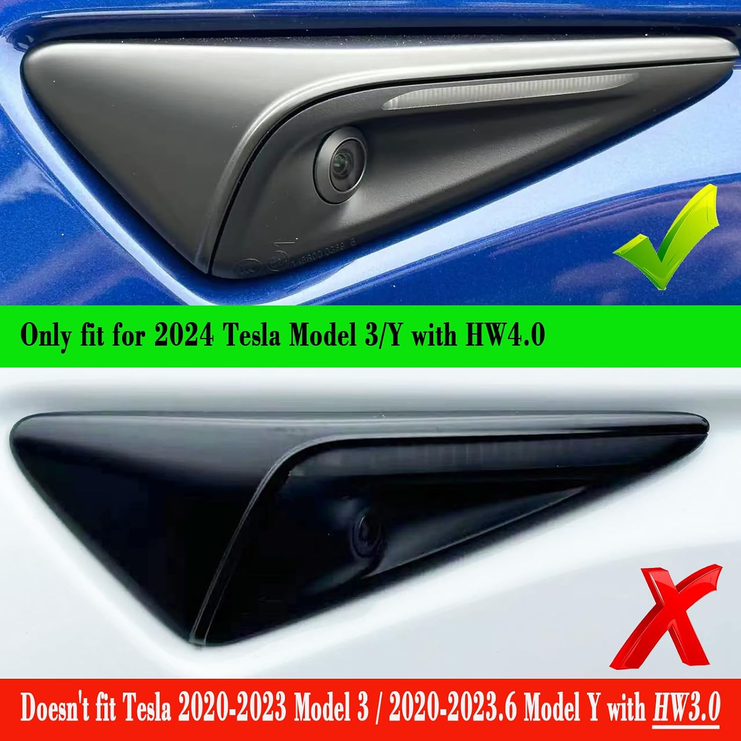 YHCDSEA for 2024-2026 Tesla Model 3/Y HW4.0 Side Camera Protection Cover Decoration Bling Bedazzled Crystal Trim Accessories