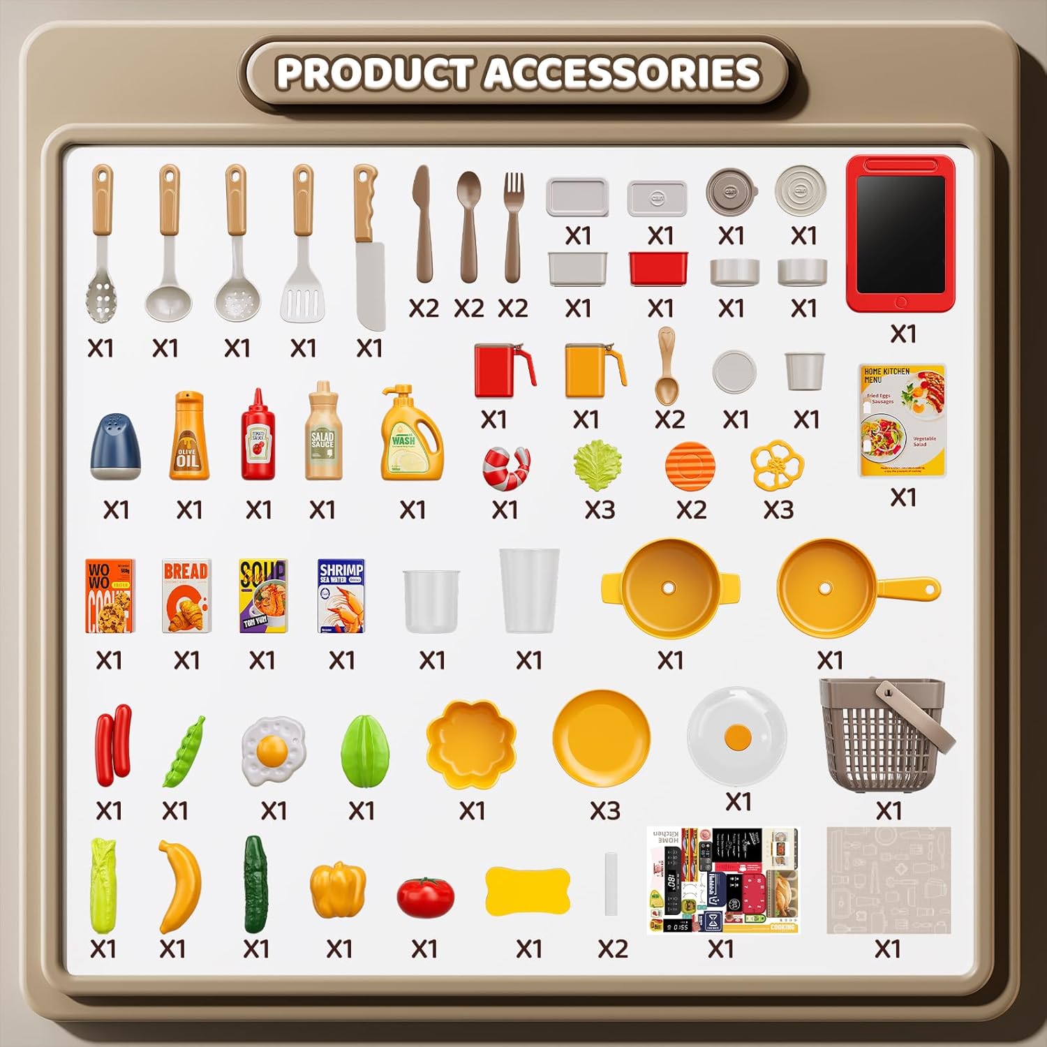 Kids Kitchen Set, 88PCS Play Kitchen Set for Toddlers 3-5, Cooking Stove,Toys Accessories with Light and Sound, Pretend Kitchen Toys Birthday Gifts Playset for Girls 1 2 3 4 5 Year Old