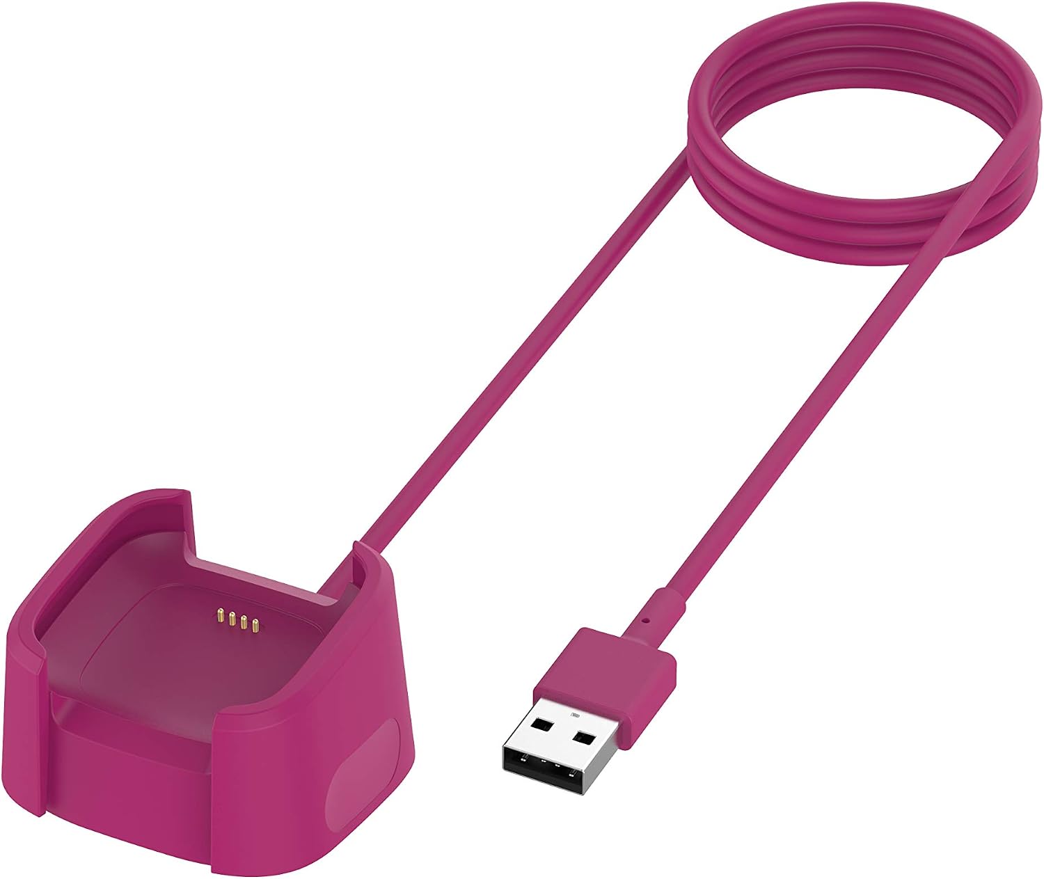 1M Replacement USB Charging Cradle Dock Adapter Holder Charger Stand Compatible for Fitbit Versa 2 Smartwatch (Purple)