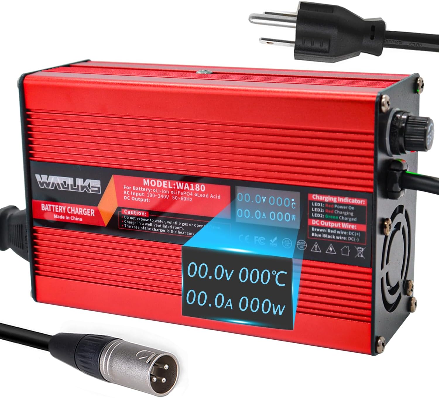 58.8V 3A Charger 52V Liion Battery Charger with OLED Display Output XLR Connector