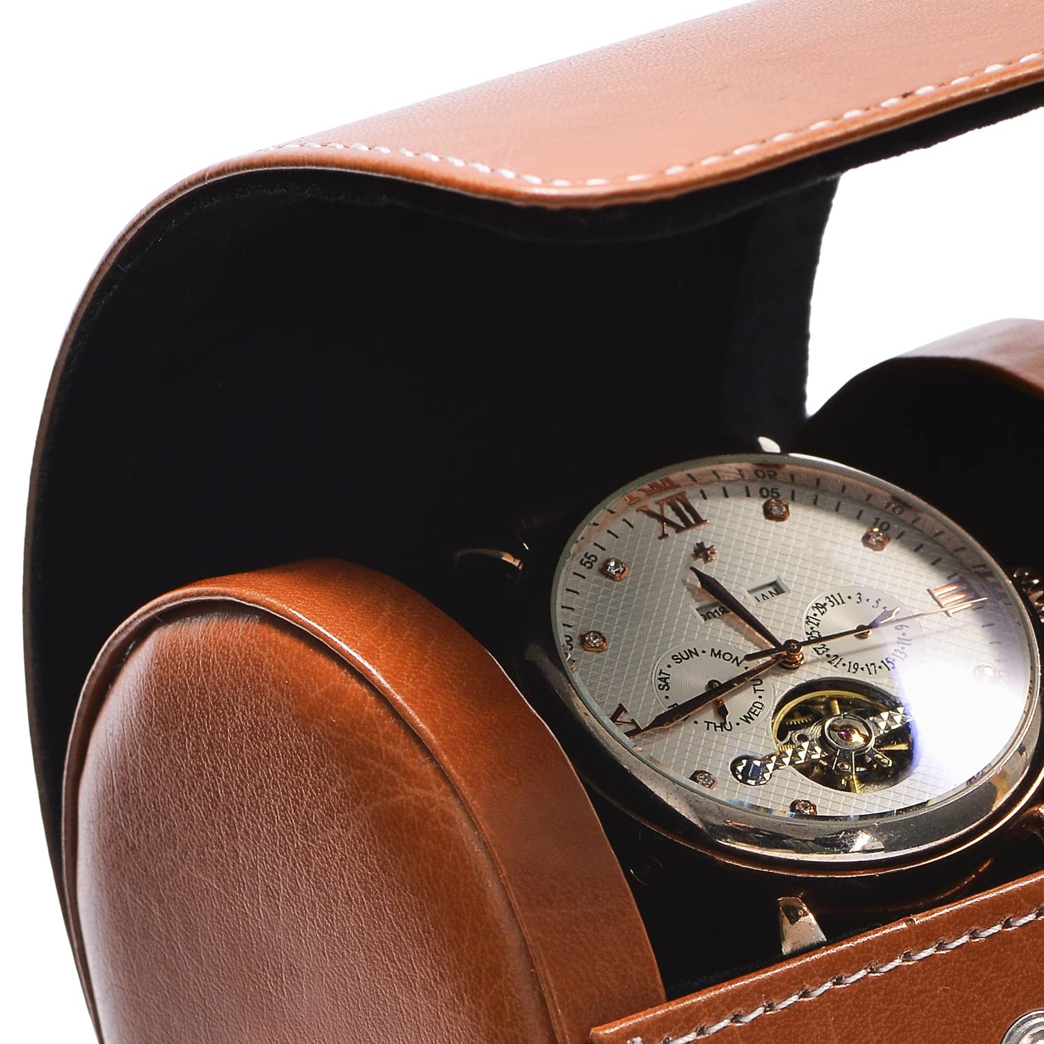 Oirlv PU Pelle Scatola Orologi, Scatola porta Orologi Uomo,Per viaggio,Natale,Anniversario,Compleanno(Marrone Scuro)