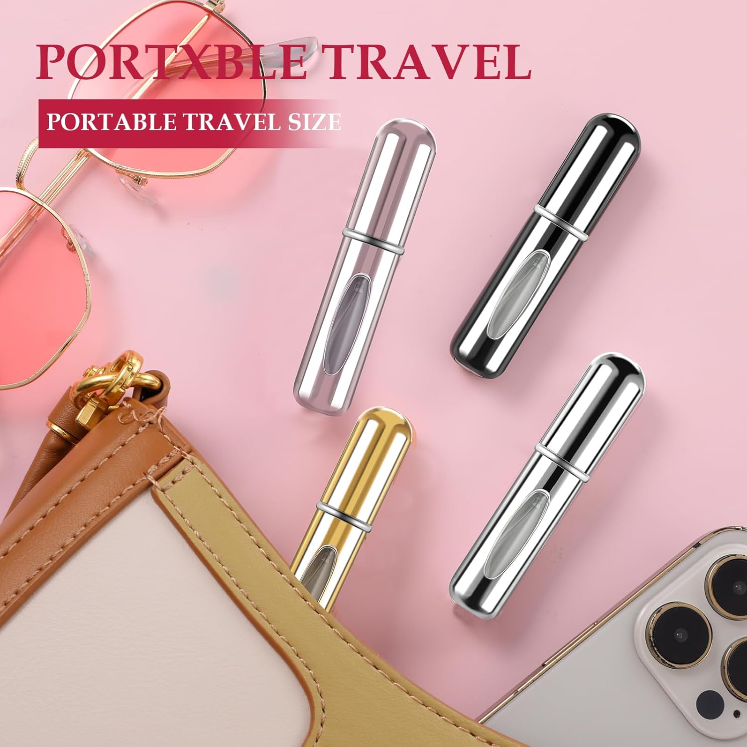 4 Pcs Travel Perfume Bottle Refillable, 5ml Portable Travel Perfume Atomizer Refillable Travel Size Perfume Bottle Atomizer Sprayer for Perfume Travel Accessories for Women Mens