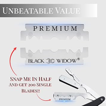 Black Widow Premium Double Edge Razor Blades - Swedish Steel Premium for Safety Razors and Straight Edge Razors - (100 Count)