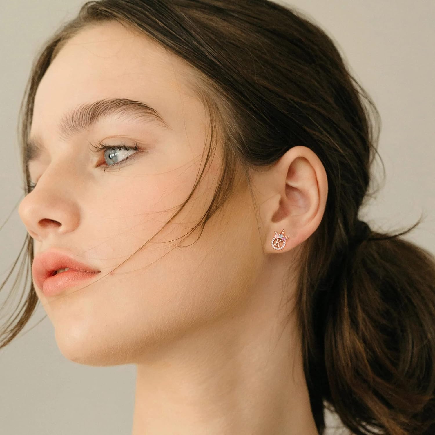 925 Sterling Silver Unicorn Earrings, 14K Gold/Rose Gold/Silver/Unicorn Earrings for Girls Kids Toddler Little Girls Hypoallergenic Letter Initial Earrings for Girls Christmas Gifts - Image 5