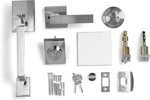 Miniatura 4 de Berlin Modisch - Juego de manijas de un cilindro con manija tipo palanca para puerta (para entrada y puerta delantera) reversible para diestros y