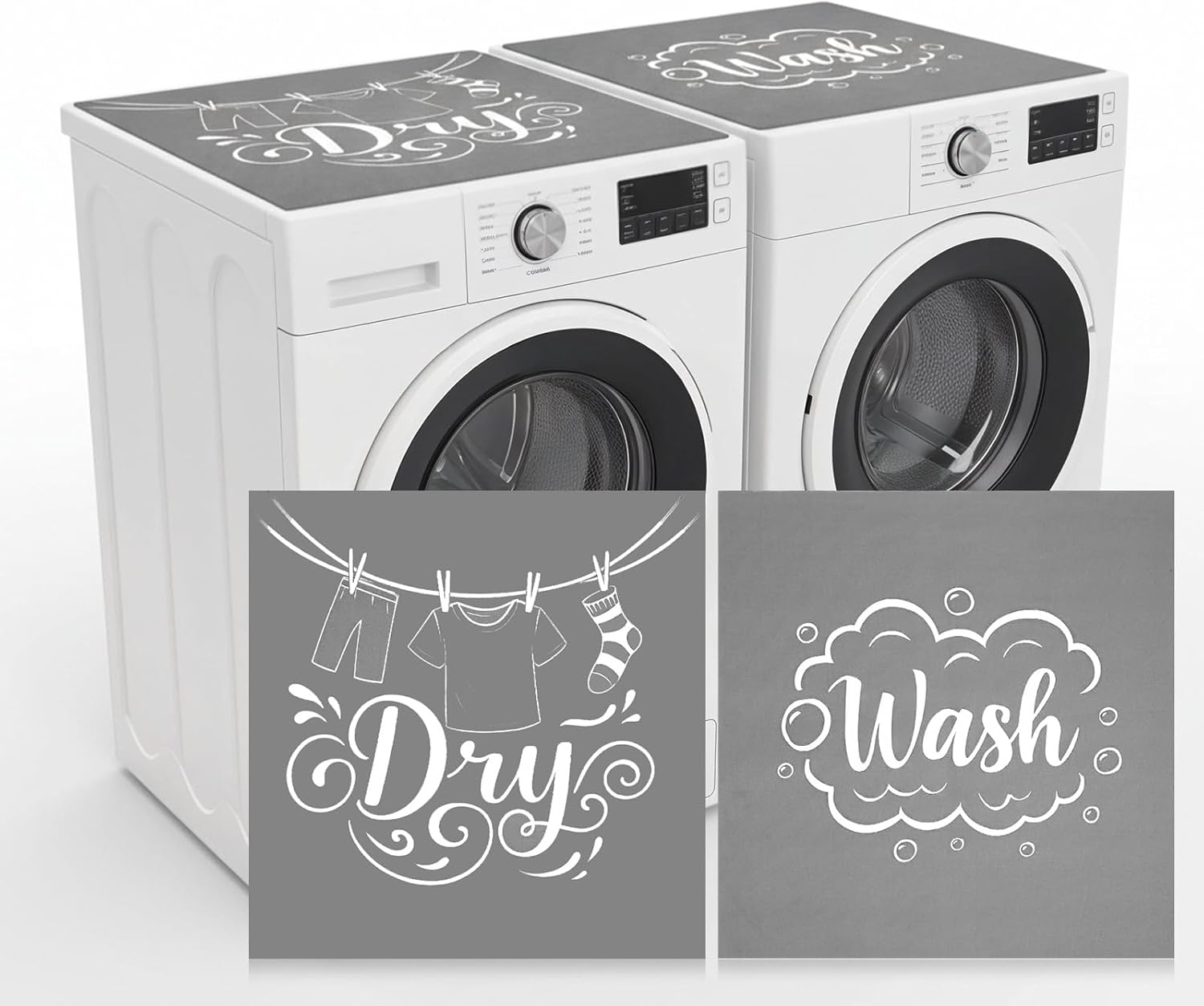 2 Pcs Washer and Dryer Covers for The Top, 27'' x 27'' Diatomite Rubber Washer and Dryer Topper Dust proof Non Slip Quick Drying for Laundry Room Kitchen