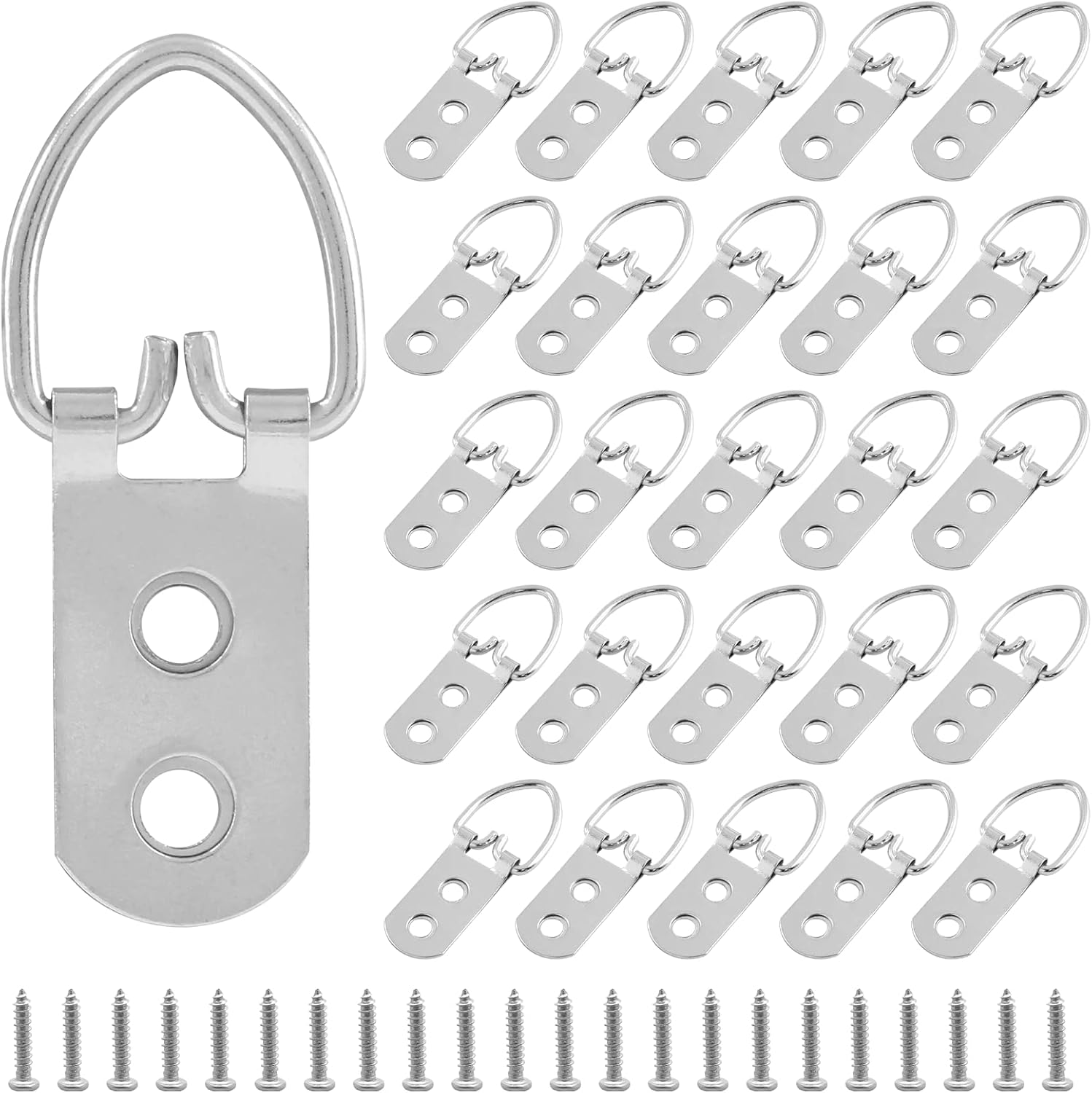 Cionyce 20 PCS D Ring Picture Hanger Double Holes Picture Hooks,Metal