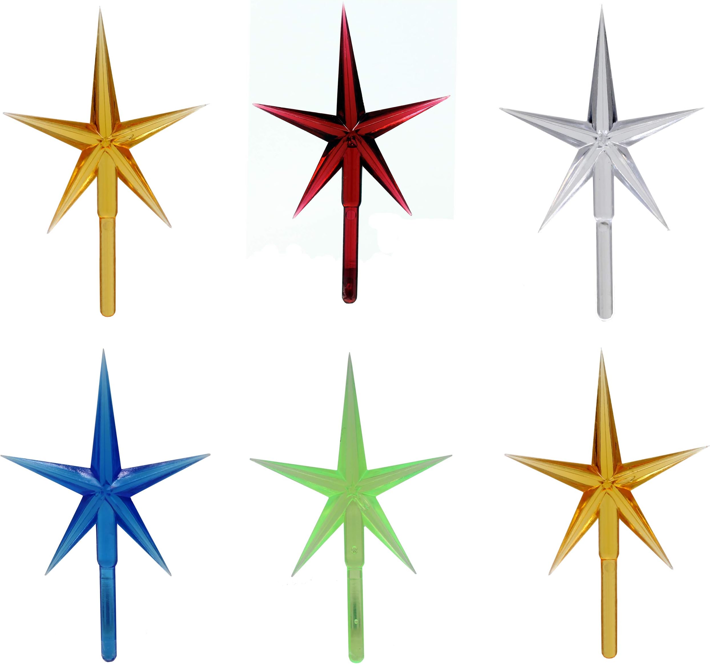 Creative Hobbies 6 Pack Multicolor Stars Ceramic Christmas Tree Lights Plastic Light Decorations - Replacement Parts Christmas Tree Ornaments